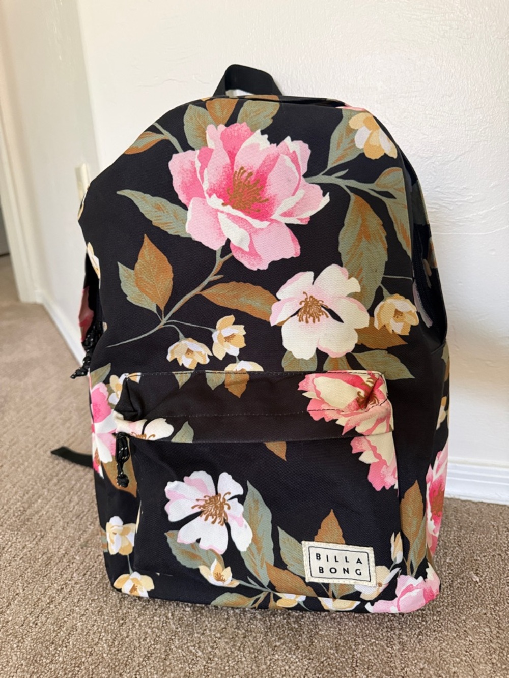 Gently Used Billabong Floral Black Canvas Backpack